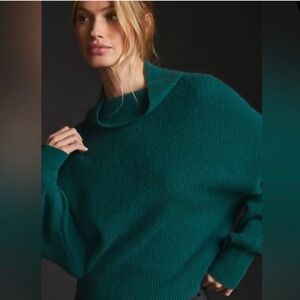 Anthropologie PILCRO Green Sweater 100% Cashmere Size XS